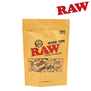 RAW Wide Pre-Rolled Unbleached Tips 180-PK (TAXES IN) - [420]